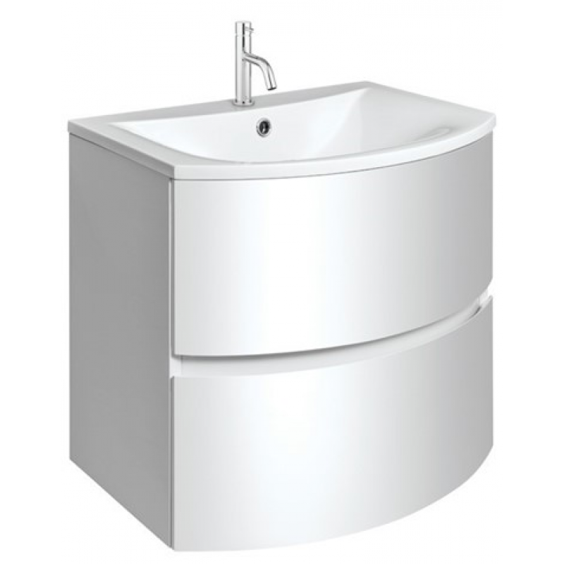 Crosswater Svelte 600 Unit & Cast Mineral Marble Basin in White Gloss