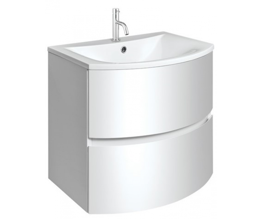 Crosswater Svelte 600 Unit & Cast Mineral Marble Basin in White Gloss