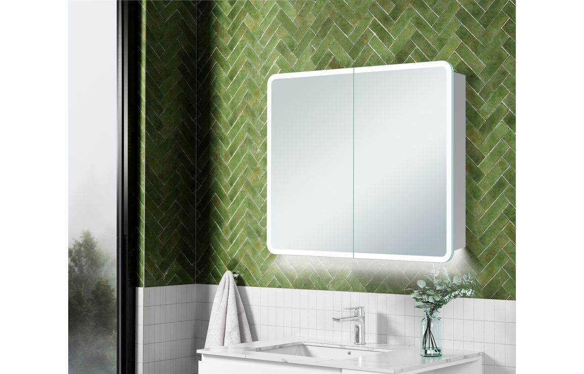 Bathroom Wall Cabinets DIMS0126 Akari 600mm 2 Door LED Mirrored Cabinet