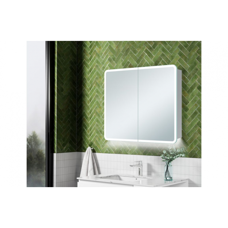 Illuminated Bathroom Wall Cabinets DIMS0126 Akari 600mm 2 Door LED Mirrored Cabinet