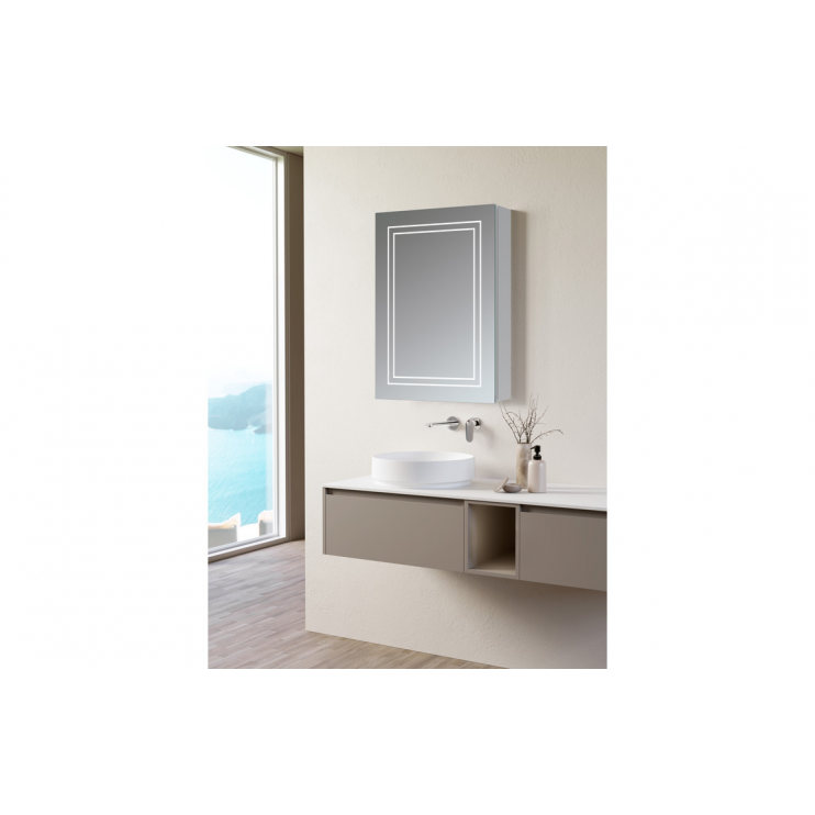 Illuminated Bathroom Wall Cabinets DIMS0118 Suki 500mm 1 Door Front-Lit LED Mirror Cabinet