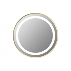 Halo 600mm Round Front-Lit LED Mirror - Brushed Brass