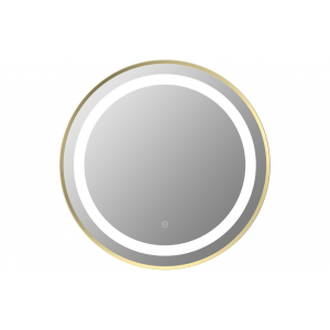 Halo 600mm Round Front-Lit LED Mirror - Brushed Brass