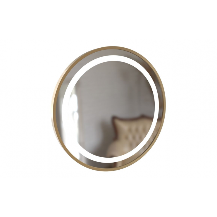 Halo 600mm Round Front-Lit LED Mirror - Brushed Brass