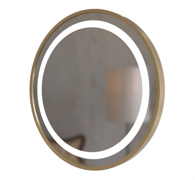 BTL Bathroom Mirrors DIMR0032 Halo 600mm Round Front-Lit LED Mirror - Brushed Brass
