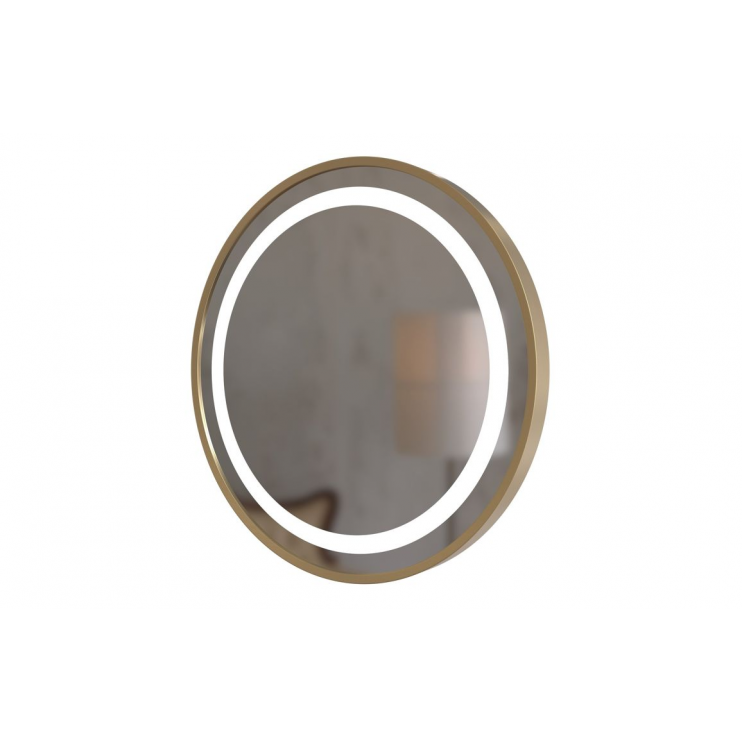 Halo 600mm Round Front-Lit LED Mirror - Brushed Brass