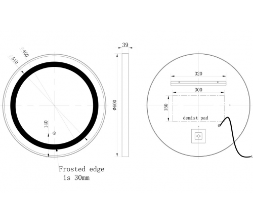 BTL Bathroom Mirrors DIMR0064 Halo 600mm Round Front-Lit LED Mirror - Brushed Bronze
