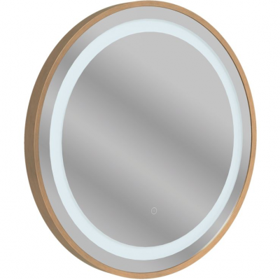 Halo 600mm Round Front-Lit LED Mirror - Brushed Bronze