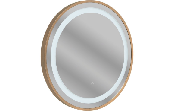 Halo 600mm Round Front-Lit LED Mirror - Brushed Bronze