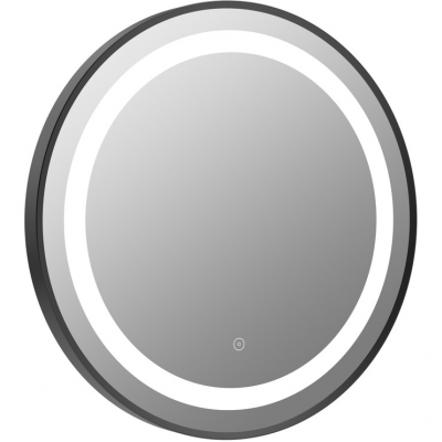 Halo 600mm Round Front-Lit LED Mirror - Matt Black