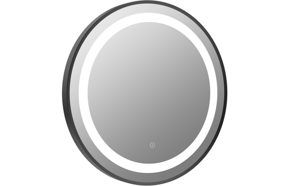 Halo 600mm Round Front-Lit LED Mirror - Matt Black