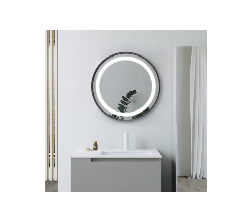 BTL Bathroom Mirrors DIMR0030 Halo 600mm Round Front-Lit LED Mirror - Matt Black