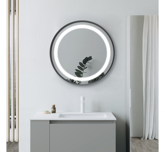 BTL Bathroom Mirrors DIMR0030 Halo 600mm Round Front-Lit LED Mirror - Matt Black