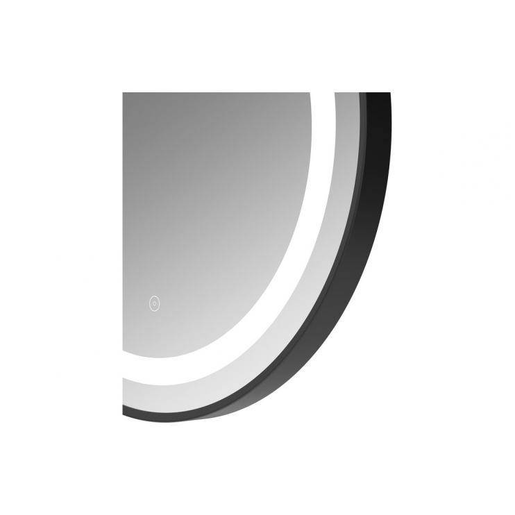 Halo 600mm Round Front-Lit LED Mirror - Matt Black
