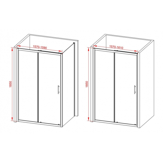 Classix 1600mm Sliding Door - Chrome