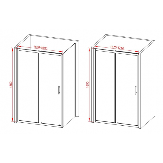 Classix 1700mm Sliding Door - Chrome