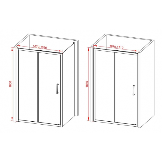 Classix 1700mm Sliding Door - Matt Black