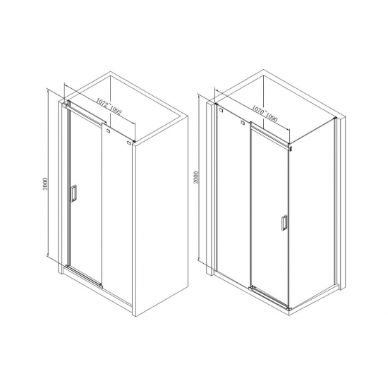 Iconix 1100mm Semi-Framed Sliding Door - Chrome