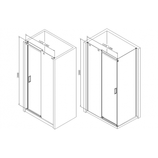 Iconix 1500mm Semi-Framed Sliding Door - Chrome