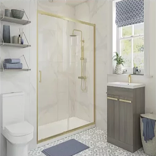 Sliding Shower Doors Brushed Brass Frame