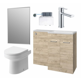 Venosa 1000mm Furniture & BTW WC Pack - Oak (RH)
