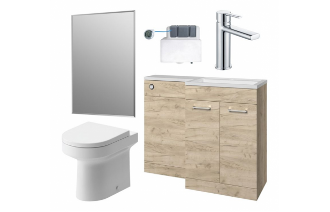Venosa 1000mm Furniture & BTW WC Pack - Oak (RH)