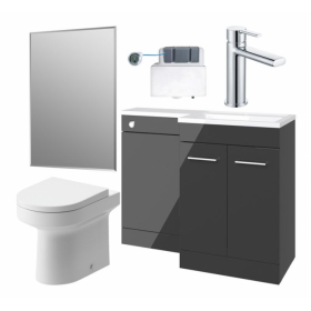 Venosa 1000mm Furniture & BTW WC Pack - Anthracite Gloss (RH)