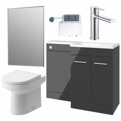 Venosa 1000mm Furniture & BTW WC Pack - Anthracite Gloss (RH) Venosa 1000mm Furniture & BTW WC Pack - Anthracite Gloss (RH)