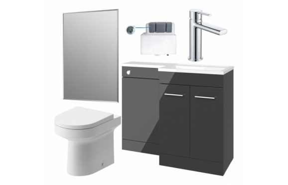 Venosa 1000mm Furniture & BTW WC Pack - Anthracite Gloss (RH)