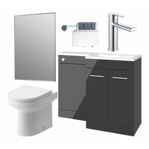 Venosa 1000mm Furniture & BTW WC Pack - Anthracite Gloss (RH)