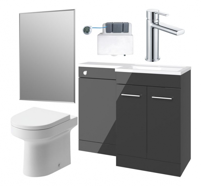 Venosa 1000mm Furniture & BTW WC Pack - Anthracite Gloss (RH)