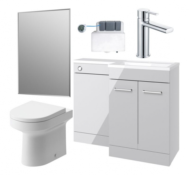 Venosa 1000mm Furniture & BTW WC Pack - Grey Gloss (RH)