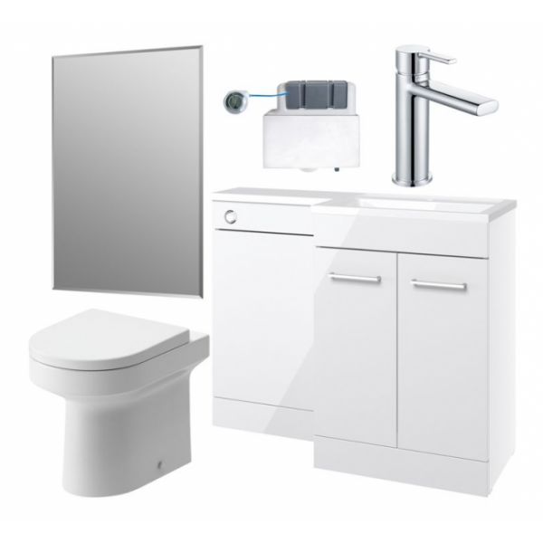 Venosa 1000mm Furniture & BTW WC Pack - White Gloss (RH)