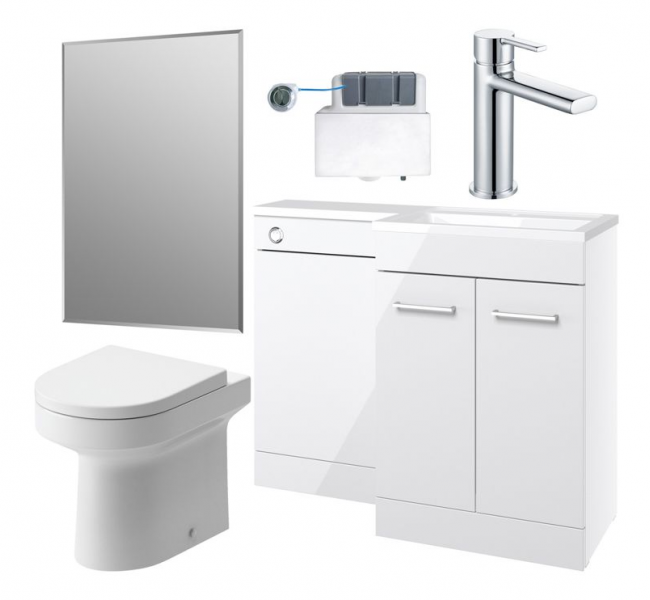 Venosa 1000mm Furniture & BTW WC Pack - White Gloss (RH)