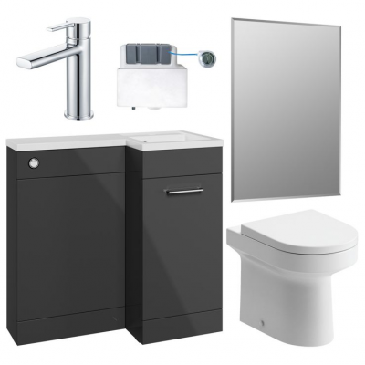 Venosa 900mm Furniture & BTW WC Pack - Anthracite Gloss (RH) Venosa 900mm Furniture & BTW WC Pack - Anthracite Gloss (RH)