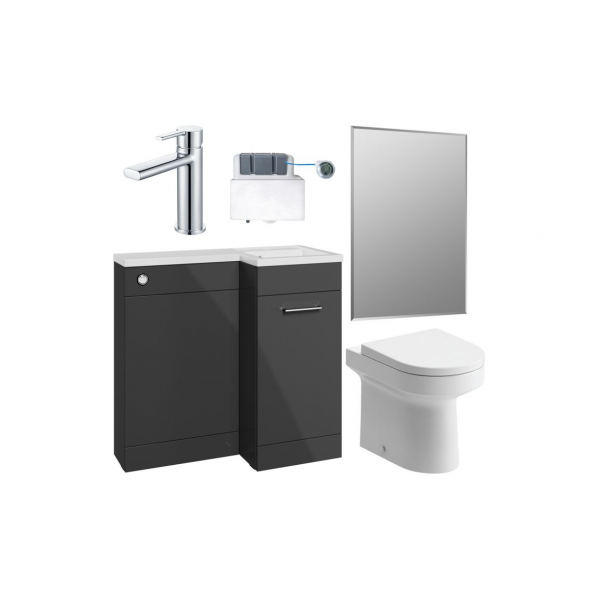 Venosa 900mm Furniture & BTW WC Pack - Anthracite Gloss (RH)
