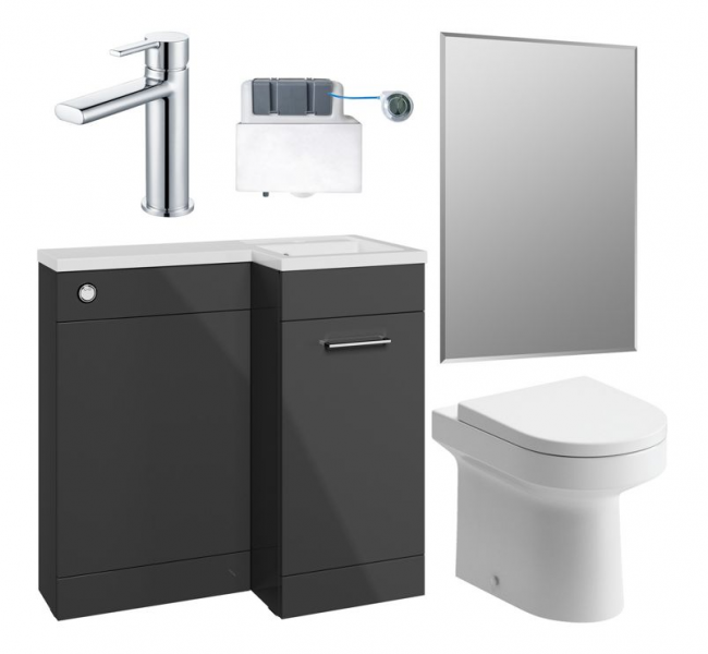 Venosa 900mm Furniture & BTW WC Pack - Anthracite Gloss (RH) Venosa 900mm Furniture & BTW WC Pack - Anthracite Gloss (RH)