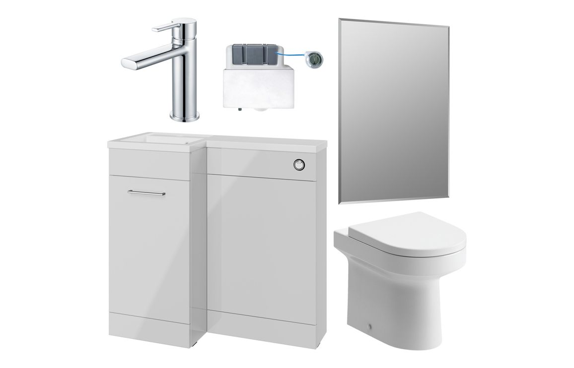 Venosa 900mm Furniture & BTW WC Pack - Grey Gloss (LH)