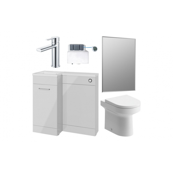 Venosa 900mm Furniture & BTW WC Pack - Grey Gloss (LH)