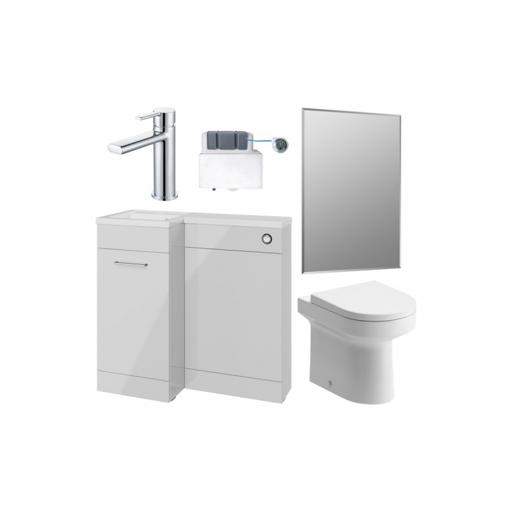 Venosa 900mm Furniture & BTW WC Pack - Grey Gloss (LH)