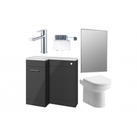 Venosa 900mm Furniture & BTW WC Pack - Anthracite Gloss (LH)