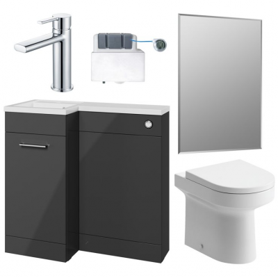Venosa 900mm Furniture & BTW WC Pack - Anthracite Gloss (LH) Venosa 900mm Furniture & BTW WC Pack - Anthracite Gloss (LH)