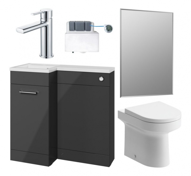 Venosa 900mm Furniture & BTW WC Pack - Anthracite Gloss (LH)
