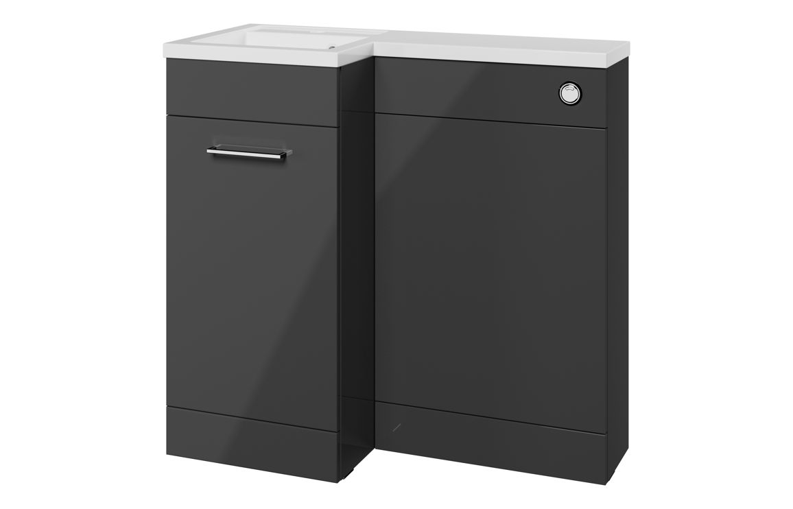 Venosa 900mm Furniture & BTW WC Pack - Anthracite Gloss (LH)