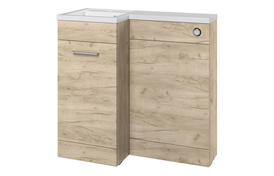 Venosa 900mm Furniture & BTW WC Pack - Oak (LH)