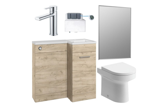 Venosa 900mm Furniture & BTW WC Pack - Oak (RH)