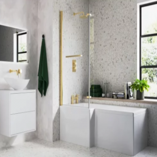 Bath Screens Brushed Brass Frame