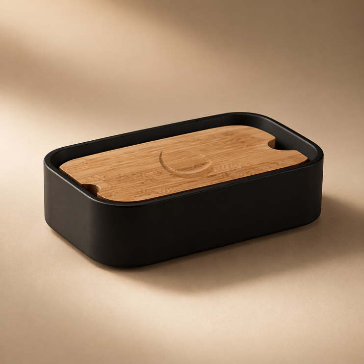 Bathroom Accessories Ninfea 1311-14 Origins Living Ninfea Soap Dish - Black/Bamboo 1311-14 Origins Living Ninfea Soap Dish - Black/Bamboo 1311-14