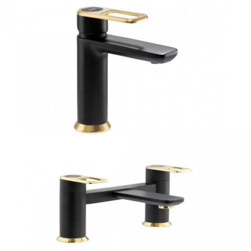 Abode Levarto Tap Set 2 - Matt Black & Brass