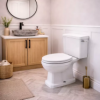 Close couple Traditional WC Toilets DIPTP0190 Sherbourne Close Coupled WC & Satin White Wood Effect Seat